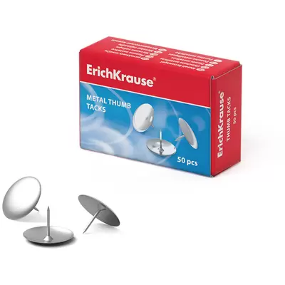 Кнопки канцелярские ERICH KRAUSE 10мм 50шт. картонная упаковка