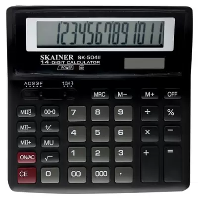 Калькулятор настольный SKAINER SK-504II 14 разр., 157х156х33мм, черный
