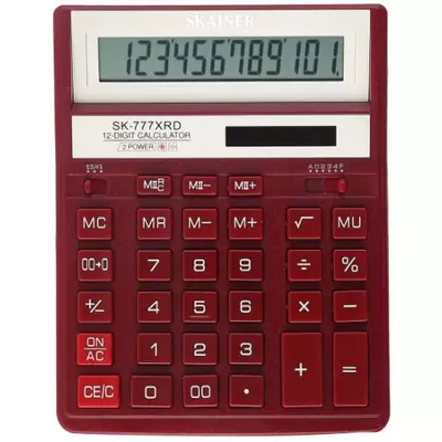 Калькулятор настольный SKAINER SK-777XRD 12 разр., 200х157х32, красный