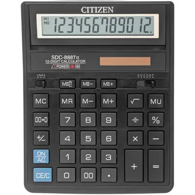Калькулятор настольный CITIZEN SDC-888 12-разр., 203х158х31 мм, черный