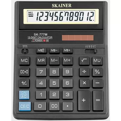 Калькулятор настольный SKAINER SK-777M 12 разр., 157x200x32 мм, черный