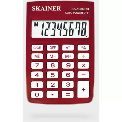 Калькулятор карманный SKAINER SK-108NRD 8 разрядов, 88х58х10мм, красный
