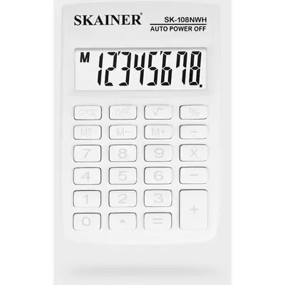 Калькулятор карманный SKAINER SK-108NWH 8 разрядов, 88х58х10мм, белый