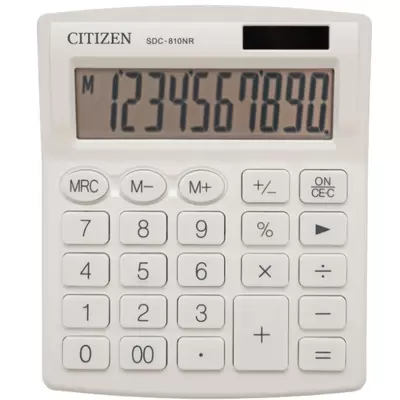 Калькулятор настольный CITIZEN SDC-810NR-WH 10-разр., двойное питание, 102х124х25мм, белый