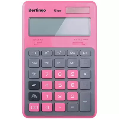 Калькулятор настольный BERLINGO Hyper, 12 разр., 171х108х12мм, розовый