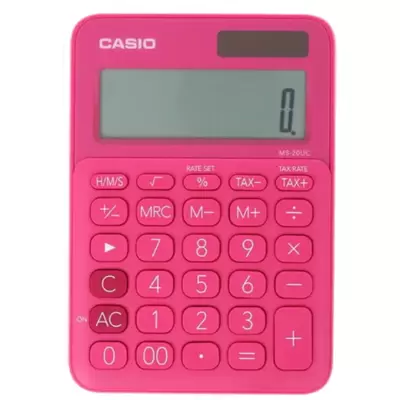 Калькулятор настольный CASIO MS-20UC-RD-S-EC, 12-разрядный, 105х150х23мм, красный