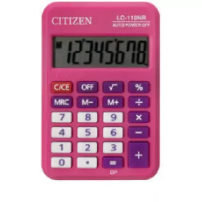 Калькулятор карманный CITIZEN LC-110NR-PK, 8 разрядов, питание от батарейки, 58х88х11мм, розовый