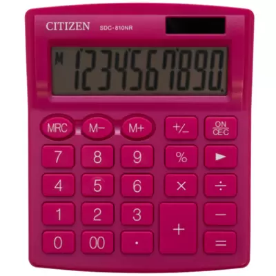 Калькулятор настольный CITIZEN SDC-812NR-PK, 12 разрядов, двойное питание, 102х124х25мм, розовый