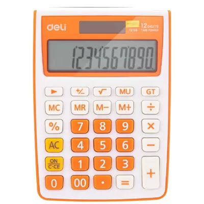 Калькулятор настольный DELI E1238/OR 12-разр., 104x27x145мм, оранжевый