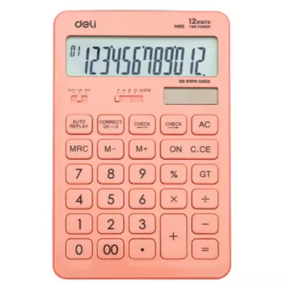 Калькулятор настольный DELI Touch EM01541 12-разр., 108x15x175 мм, красный