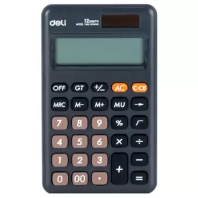Калькулятор карманный DELI EM120BLACK 12 разрядов, 26х110х178мм, черный