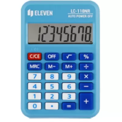 Калькулятор карманный ELEVEN LC-110NR-BL 8 разрядов,питание от батарейки, 58х88х11мм, голубой