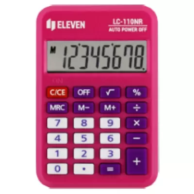 Калькулятор карманный ELEVEN LC-110NR-PK 8 разрядов, питание от батарейки, 58х88х11мм, розовый