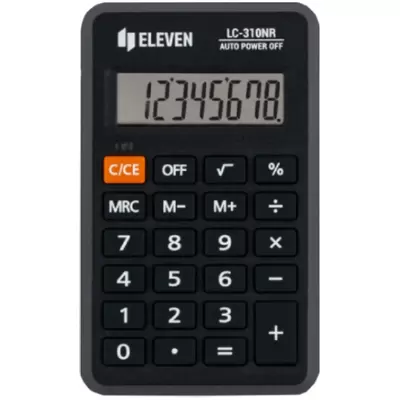 Калькулятор карманный ELEVEN LC-310NR, 8 разрядов, питание от батарейки, 69*114*14мм, черный