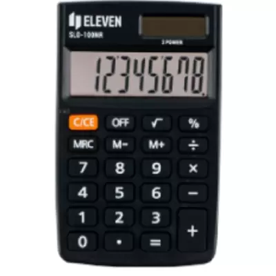 Калькулятор карманный ELEVEN SLD-100NR, 8 разрядов, двойное питание, 58*88*10мм, черный