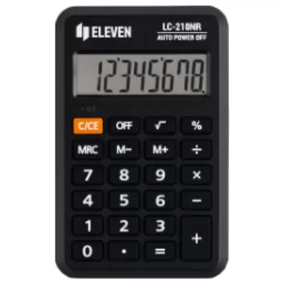 Калькулятор карманный ELEVEN LC-210NR 8 разрядов, питание от батарейки, 64х98х12мм, черный