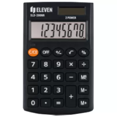 Калькулятор карманный ELEVEN SLD-200NR, 8 разрядов, двойное питание, 62*98*10мм, черный