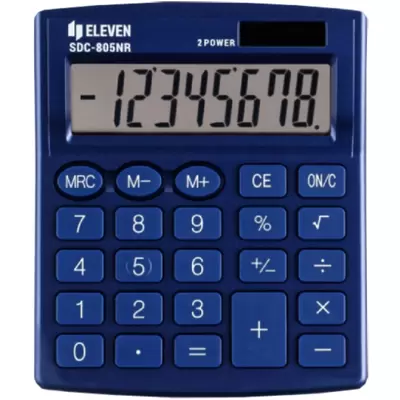 Калькулятор настольный Eleven SDC-805NR-NV, 8 разр., двойное питание, 127*105*21мм, темно-синий