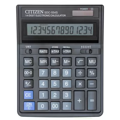 Калькулятор настольный CITIZEN SDC-554S 14-разр., 153х199х31 мм, черный