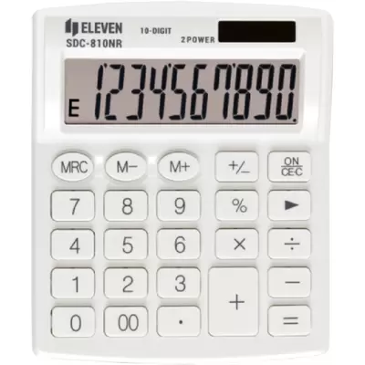 Калькулятор настольный ELEVEN SDC-810NR-WH, 10 разрядов, двойное питание, 127*105*21мм, белый