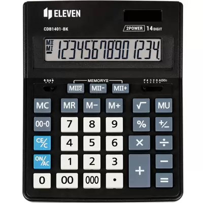 Калькулятор настольный Eleven Business Line CDB1401-BK, 14 разрядов, двойное питание, 155*205*35мм,