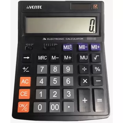Калькулятор настольный deVENTE DD-88812, 12 разрядный, 145х190х35 мм, черный