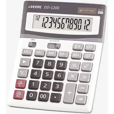 Калькулятор настольный deVENTE DD-1200, 12 разрядный, 140x178x46мм, двойное питание, черный