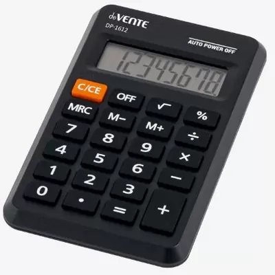 Калькулятор карманный deVENTE DP-1612, 12 разрядов, 69x114x14мм, черный