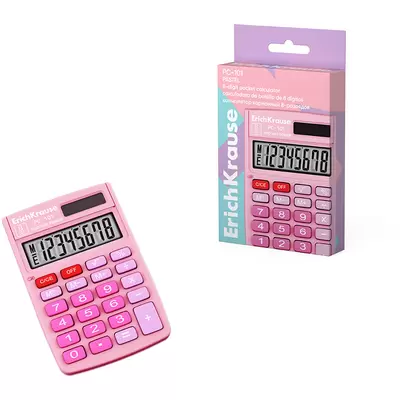 Калькулятор карманный ERICH KRAUSE PC-101 Pastel 8 разрядов, розовый