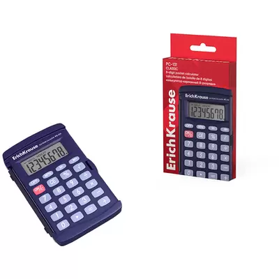 Калькулятор карманный ERICH KRAUSE PC-131 Classic 8 разрядов, книжка, синий