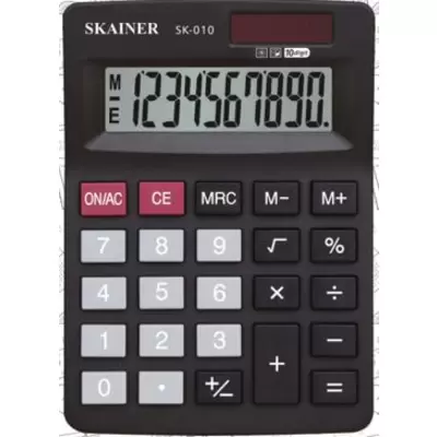 Калькулятор настольный SKAINER SK-010 10 разр., 102х138х31 мм, двойное питание, черный