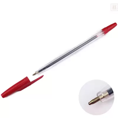 Ручка шариковая ATTOMEX 0,7мм корпус прозрачный, красный