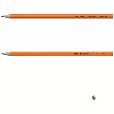 Пластиковый чернографитный шестигранный карандаш ErichKrause® Standard 100 Orange HB (в коробке по 1