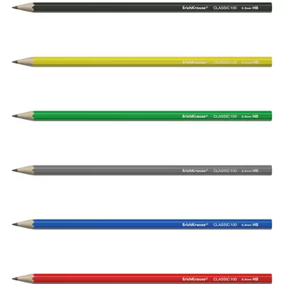 Пластиковый чернографитный шестигранный карандаш ErichKrause® Classic 100 HB (в коробке по 12 шт.)