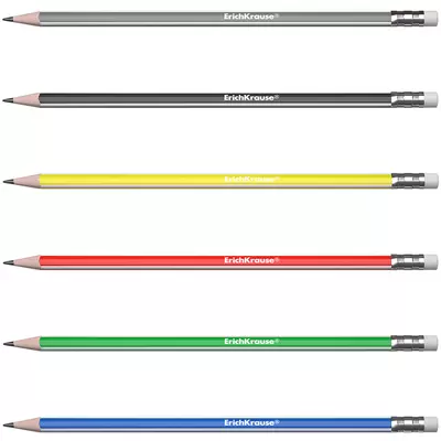 Пластиковый чернографитный трехгранный карандаш с ластиком ErichKrause® Classic triangle 101 HB (в к