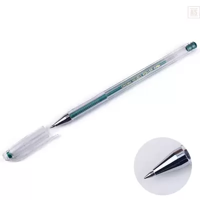 Ручка гелевая CROWN 0,7мм, зеленый металлик