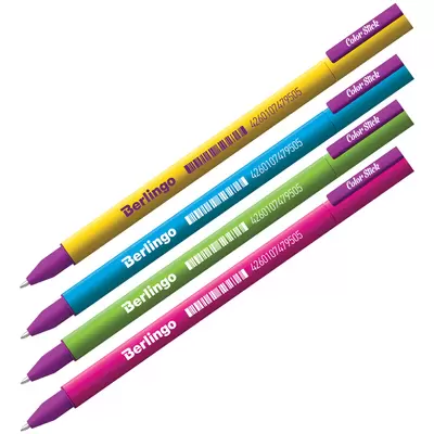 Ручка гелевая BERLINGO Color Stick 0,5мм,корпус ассорти, черный