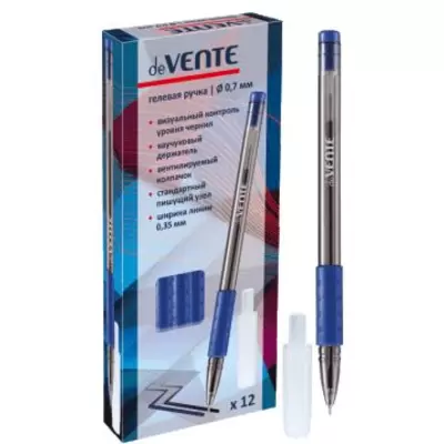 Ручка гелевая deVENTE Smoky 0,7мм, грип,полупрозрачный корпус, синий