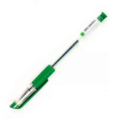 Ручка гелевая ATTOMEX 0,5мм грип, прозрачный корпус, зеленый