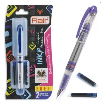 Ручка перьевая FLAIR INKY+2 cменных картриджа, синий