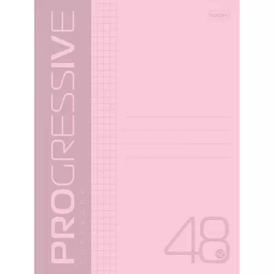 Тетрадь 48л.клетка на скрепке PROGRESSIVE пластиковая обложка, розовый