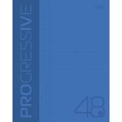 Тетрадь 48л.клетка на скрепке PROGRESSIVE пластиковая обложка, синий
