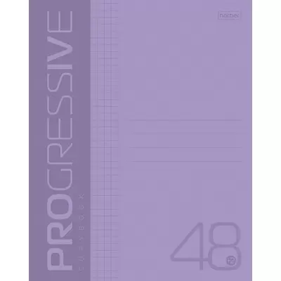 Тетрадь 48л.клетка на скрепке PROGRESSIVE пластиковая обложка, фиолетовый