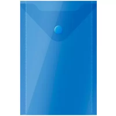 Папка-конверт с кнопкой OFFICE SPACE А6,105х148мм150мкм, прозрачный синий