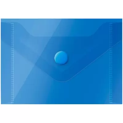 Папка-конверт с кнопкой OFFICE SPACE А7,74х105мм,150мкм, прозрачный синий