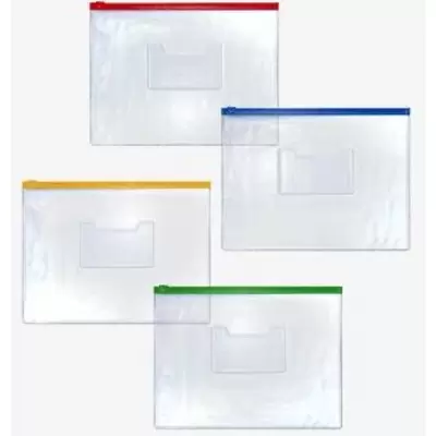 Папка-конверт на молнии deVENTE А5+, ПВХ, прозрачная, с карманом для карточки, 4 цвета ассорти