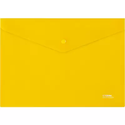 Папка-конверт с кнопкой СТАММ А4,180мкм,прозрачная, желтый