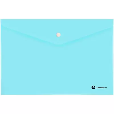 Папка-конверт с кнопкой LAMARK А4, голубой