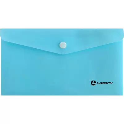 Папка-конверт с кнопкой LAMARK 225x125мм, голубой