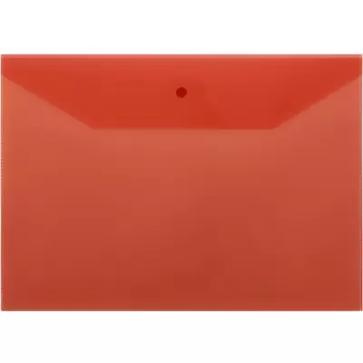 Папка-конверт с кнопкой СТАММ А4, 120мкм, прозрачный, красный